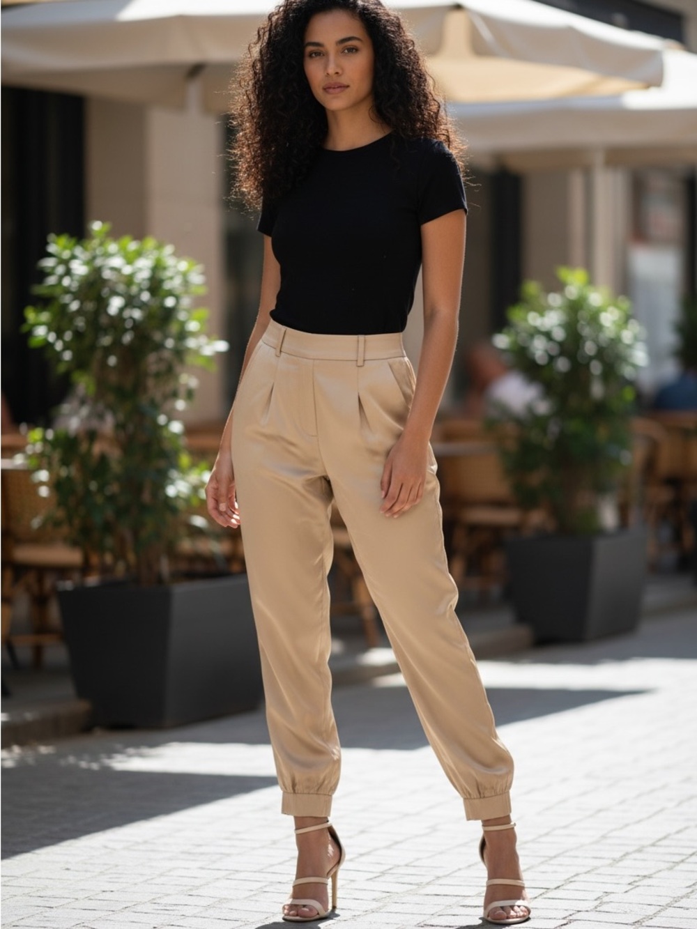 Intermix 100% Silk Pants Beige Satin High Rise NWT Size 0